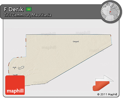 Shaded Relief 3D Map of F Derik, cropped outside