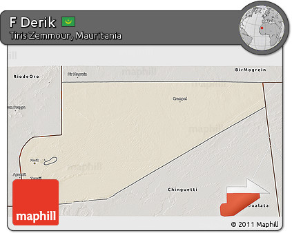 Shaded Relief 3D Map of F Derik, semi-desaturated