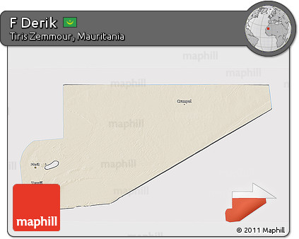 Shaded Relief 3D Map of F Derik, single color outside