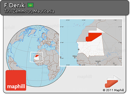 Gray Location Map of F Derik, highlighted country, within the entire country