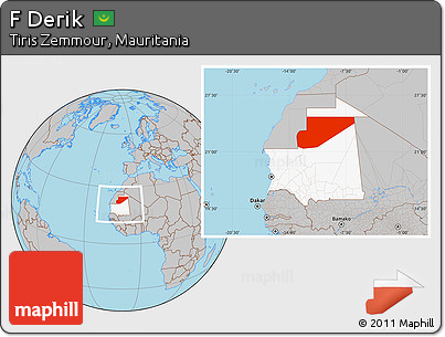 Gray Location Map of F Derik, highlighted country, within the entire country