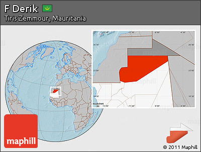 Gray Location Map of F Derik, highlighted country, highlighted parent region, hill shading
