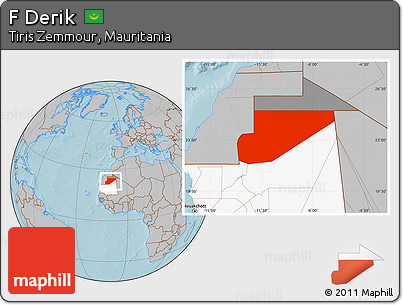 Gray Location Map of F Derik, highlighted country, highlighted parent region, hill shading