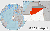 Gray Location Map of F Derik, highlighted country, highlighted parent region, hill shading