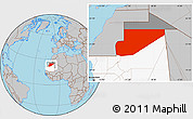 Gray Location Map of F Derik, highlighted country, highlighted parent region