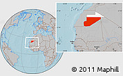 Gray Location Map of F Derik, highlighted parent region, within the entire country, hill shading