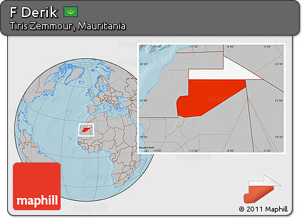 Gray Location Map of F Derik, highlighted parent region, hill shading