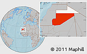 Gray Location Map of F Derik, highlighted parent region, hill shading