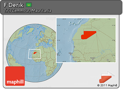 Savanna Style Location Map of F Derik, within the entire country, hill shading
