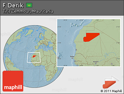 Savanna Style Location Map of F Derik, within the entire country, hill shading