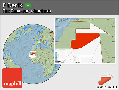 Savanna Style Location Map of F Derik, highlighted country, hill shading