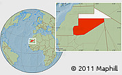 Savanna Style Location Map of F Derik, highlighted parent region, hill shading