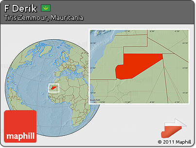 Savanna Style Location Map of F Derik, hill shading