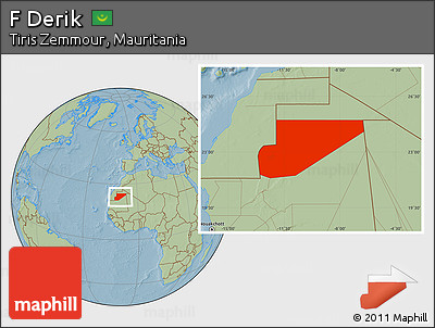 Savanna Style Location Map of F Derik, hill shading