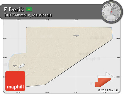 Shaded Relief Map of F Derik, single color outside