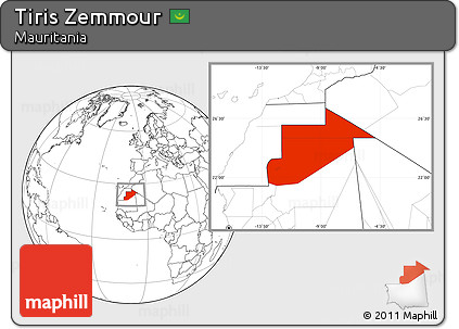 Blank Location Map of Tiris Zemmour