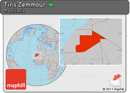 Gray Location Map of Tiris Zemmour