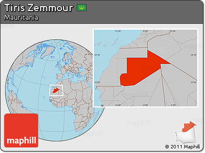 Gray Location Map of Tiris Zemmour