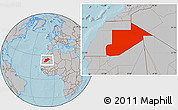 Gray Location Map of Tiris Zemmour, hill shading