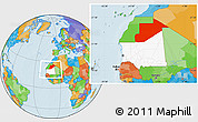 Political Location Map of Tiris Zemmour, highlighted country, within the entire country