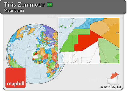 Political Location Map of Tiris Zemmour, highlighted country