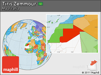 Political Location Map of Tiris Zemmour, highlighted country