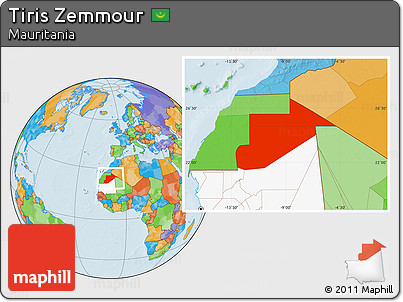 Political Location Map of Tiris Zemmour, highlighted country