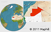 Satellite Location Map of Tiris Zemmour, highlighted country