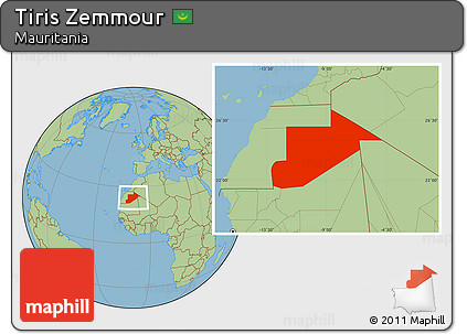 Savanna Style Location Map of Tiris Zemmour