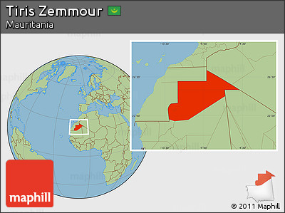 Savanna Style Location Map of Tiris Zemmour