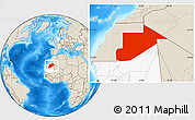 Shaded Relief Location Map of Tiris Zemmour, highlighted country