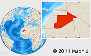 Shaded Relief Location Map of Tiris Zemmour