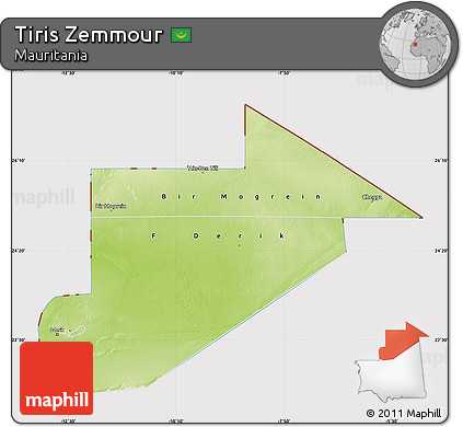 Physical Map of Tiris Zemmour, cropped outside