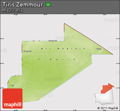Physical Map of Tiris Zemmour, cropped outside