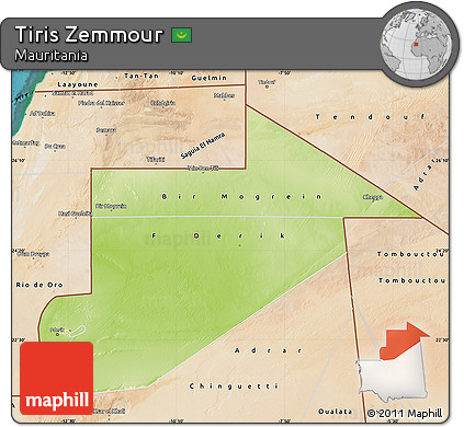 Physical Map of Tiris Zemmour, satellite outside