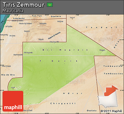 Physical Map of Tiris Zemmour, satellite outside