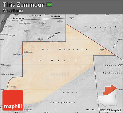 Satellite Map of Tiris Zemmour, desaturated