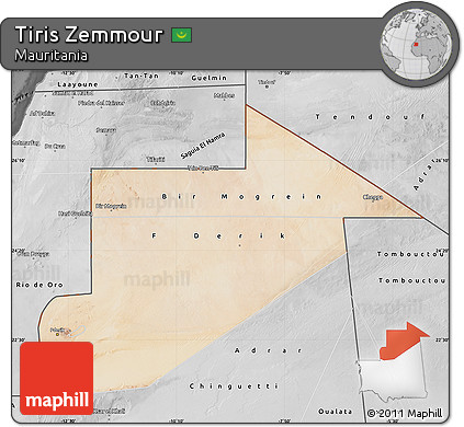 Satellite Map of Tiris Zemmour, desaturated