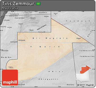 Satellite Map of Tiris Zemmour, desaturated
