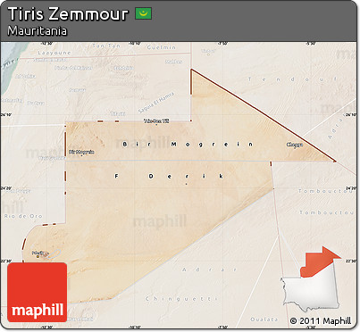 Satellite Map of Tiris Zemmour, lighten
