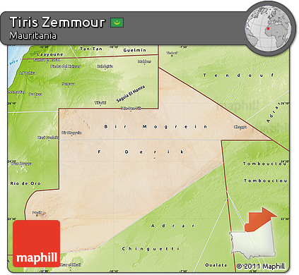 Satellite Map of Tiris Zemmour, physical outside