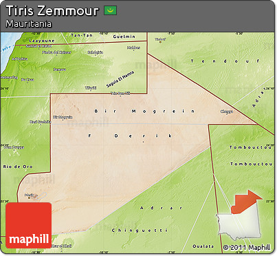 Satellite Map of Tiris Zemmour, physical outside