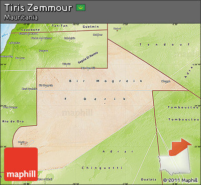 Satellite Map of Tiris Zemmour, physical outside