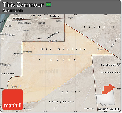 Satellite Map of Tiris Zemmour, semi-desaturated