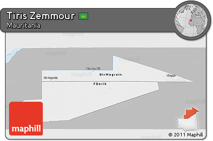 Gray Panoramic Map of Tiris Zemmour, single color outside