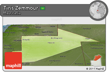 Physical Panoramic Map of Tiris Zemmour, darken