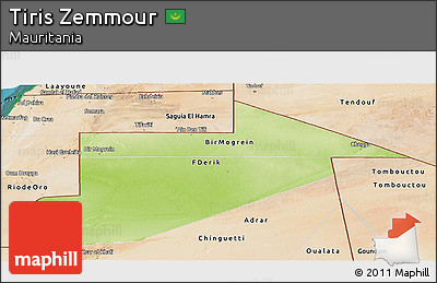 Physical Panoramic Map of Tiris Zemmour, satellite outside
