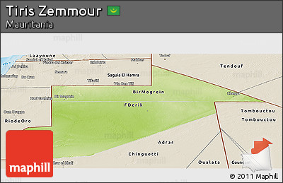 Physical Panoramic Map of Tiris Zemmour, shaded relief outside