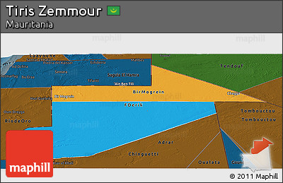 Political Panoramic Map of Tiris Zemmour, darken