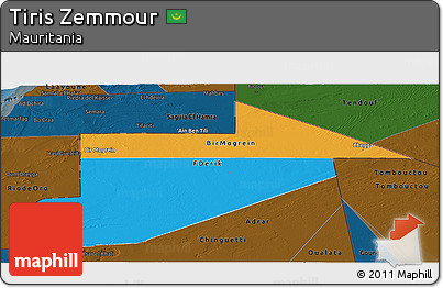 Political Panoramic Map of Tiris Zemmour, darken